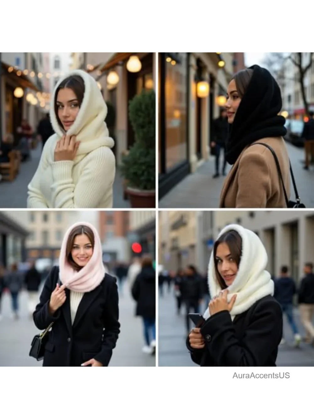 Knitted Balaclava Hood Scarf Women Winter Snow Face Cover One Size